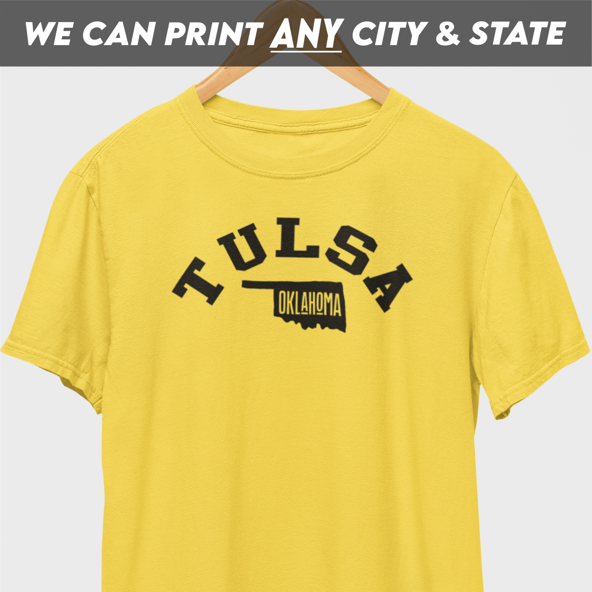 Tulsa Oklahoma Circular Black Print T-Shirt