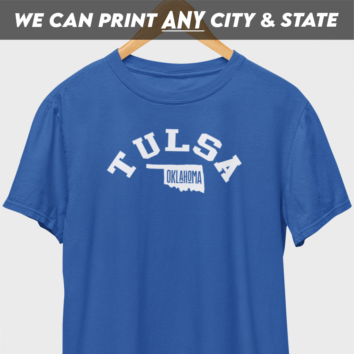 Tulsa Oklahoma Circular White Print T-Shirt